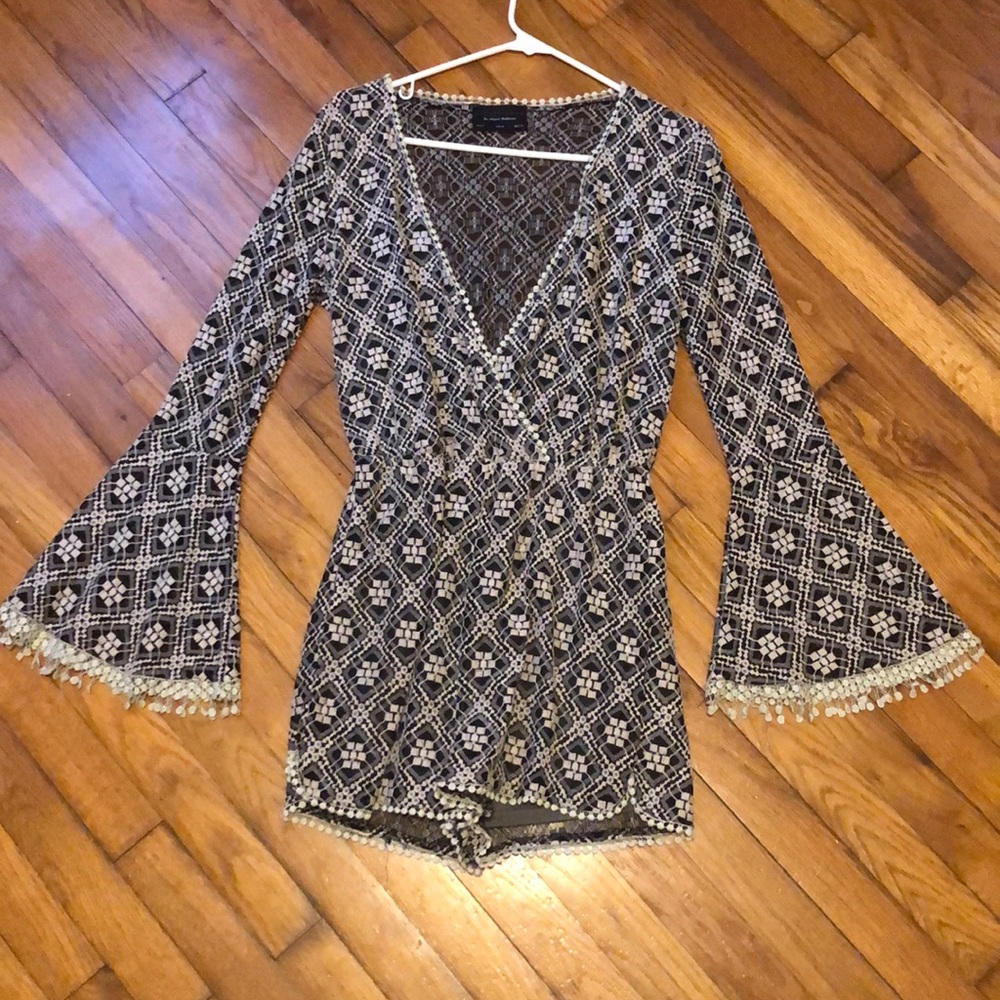 Black and white knit romper